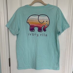 ivory ella Mint Blue Tee with Sunset Stripe Elephant